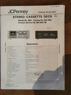 Винтажная кассетная магнитола JC Penney серия MCS модель 3551 руководство пользователя - Изображение 1 из 4