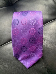 Zianetti Herren 100 % Seide Krawatte Designer Geometrisch Lila 3,5"x61" LANG - Bild 1 von 7