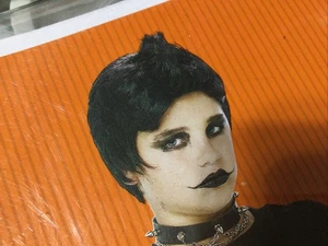 New Halloween Kids Boys Girls Black Fauxhawk Wig Goth Vampire Short Hair - Picture 1 of 2