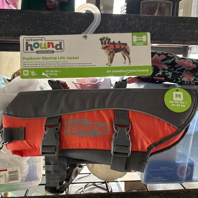 NWT Outward Hound Dog Life Preserver Vest Jacket Size M 30-55 Lbs Orange - Image 1 of 2