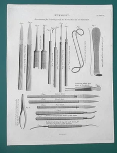 EYE SURGERY Instruments for Couching Cataract Removal - 1822 Print A. Rees - Picture 1 of 3
