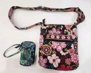 USADO Vera Bradley Cartera de Hombro Bolso Cartera Conjunto de 2 Bolsos con Cremallera COMO ESTÁ Lote - Imagen 1 de 9