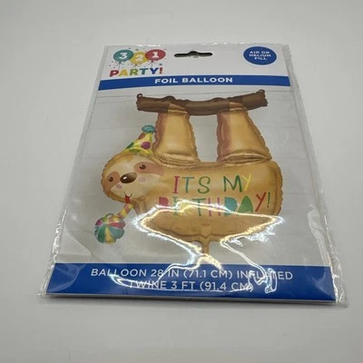 New 28 Inch Sloth Animal Mylar Birthday Party Balloon 28” Decor Helium Air Fill - Image 1 of 4