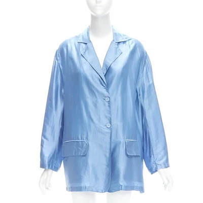 STELLA MCCARTNEY 2007 100% silk blue drop shoulder flowy jacket IT36 XXS - Image 1 of 4