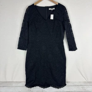Ann Taylor LOFT Damen Größe 10 Spitze Überzug Etui Cocktail Party Kleid in Schwarz - Bild 1 von 13