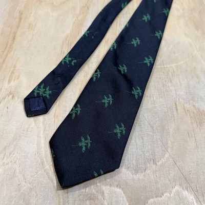 "Corbata vintage Smith's Bermuda pájaros negros verdes 100 % seda hecha en Italia 60"" x 3,5""" Foto 1 de 4
