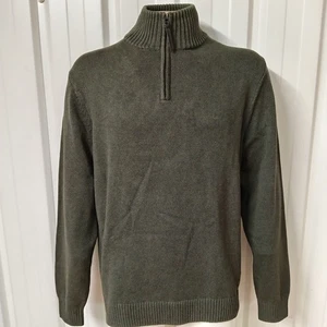 Suéter Grande Rodd and Gunn Merrick Bay Cremallera Cuello Sudor Loden Tejido Verde L - Imagen 1 de 13