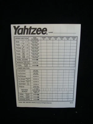 Hasbro Yahtzee Score Pad E6100 80ct Foto 1 de 2