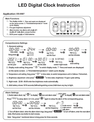 Contemporary LED Table Clock with Adjustable Brightness Voice Activation - Image 1 of 4