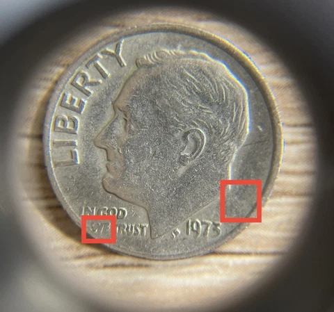 1973 Roosevelt Dime - No Mint Mark - Thick Rim - Rare Error Coin -  #45 Cover