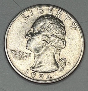 1994 D Washington Quarter Strike Errors DDO Mouth & Chin "AM" Touching - Picture 1 of 5