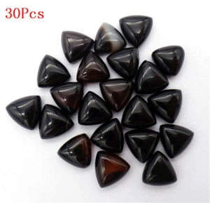 30 piezas 10x6 mm al por mayor cabina triángulo de ágata negra cabujón fabricación de joyas HH7296 - Imagen 1 de 1