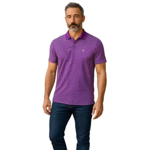 Izod Golf Polo Men's Size Small Burgundy Stripe Regular Fit Golf Casual - Picture 1 of 11