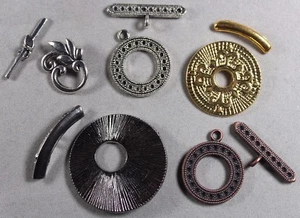 FIVE TOGGLE CLASP ASST 22-40MM GOLD SILVER COPPER GUN METAL LEAD & NICKEL FREE - Picture 1 of 1