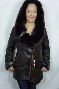 Abrigo Chaqueta con Capucha Marrón 100 % Real Piel de Oveja Cuero Toscana S-3XL, Nuevo con Etiquetas - Imagen 1 de 11