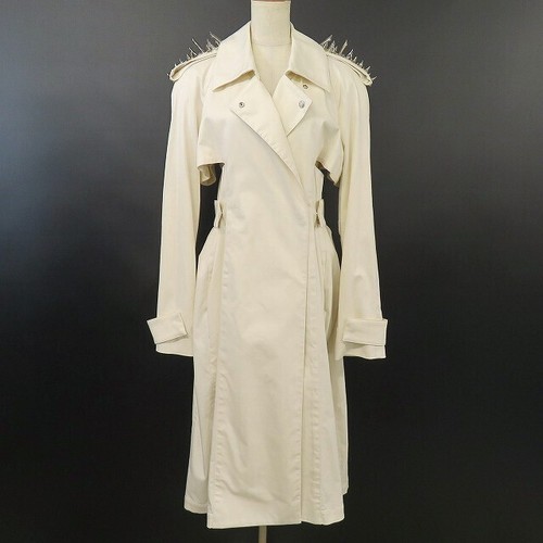 GIVENCHY Cappotto 34 Avorio Borchie Deformato Lungo Donna