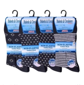 6 PAIRS MENS COTTON LOOSE SOFT GRIP TOP COMFORT FIT DIABETIC & CIRULATORY SOCKS - Picture 1 of 30
