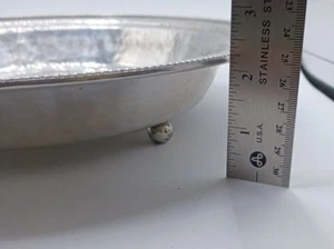 Vintage MCM Hammered Aluminum Buenilum Large Compote Fruit Bowl 1950s 3 Bun Feet - Picture 1 of 20