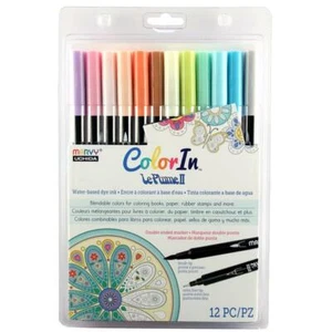 Uchida 1122-012K Color In Le Plume II Marker Fine/Brush, Pastel Set of 12 - Picture 1 of 2