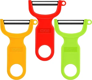 Vegetable Peeler Carbon Steel Blade 3-Pack Red Green Yellow - Picture 1 of 12