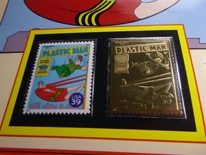 PLASTIC MAN DC COMICS COVER WITH STAMP USPS AND 22KT GOLD STAMP SHARP RARE G-08 - Picture 1 of 2