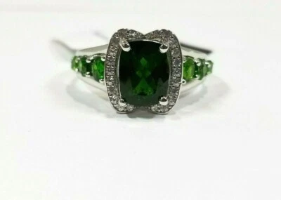 Anillo JTV TNH189 verde cromo diopsido rodio sobre plata talla 8 Foto 1 de 4