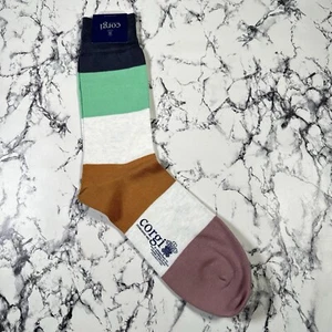 Calcetines a rayas multicolores CORGI para hombre talla S/M hechos en Gales nuevos con etiquetas vinculados a mano - Imagen 1 de 6