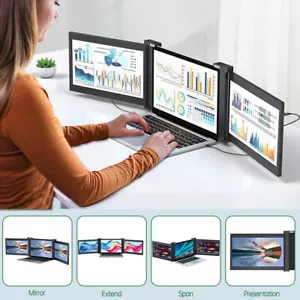 Portable Triple Dual Display Monitor Screen Extender For Laptop 13.1-17.3 inch - Picture 1 of 22