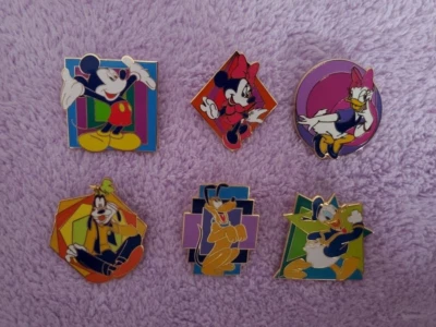 Disney Kooky Cast Lanyard Series 1 Pin Set Mickey Minnie Daisy Goofy Pluto Donal - Image 1 of 2