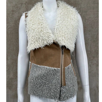 Saturday Sunday Anthropologie Vest Womens Small Petite Sherpa Moto Western City - Image 1 of 4
