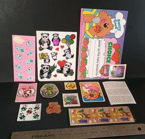 Vintage Sticker Lot Trend Neon Folie 3D Glitzer Prisma Kratzer Schnüffelblätter Mix - Bild 1 von 11