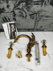 Grifo lavabo lavabo baño Gold Swan 3 orificios 2 manijas 8" mezclador de tocador amplio - Imagen 1 de 12