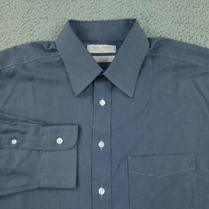 Roundtree & Yorke Gold Label Shirt Mens 15.5 34 Blue Fitted Non Iron Twill Dress - Picture 1 of 14
