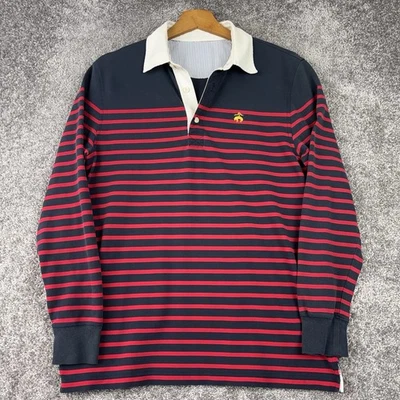 Brooks Brothers 男式橄榄球衬衫中号条纹学院风水牛领 — 第 1/4 张图片