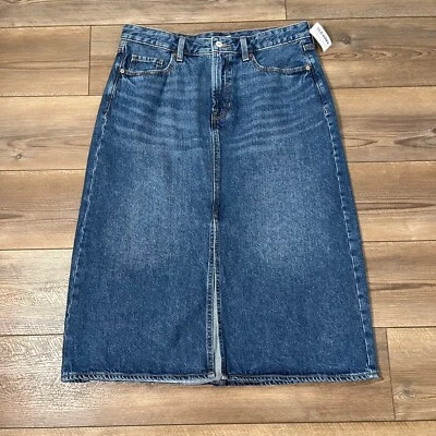 Falda para mujer Old Navy azul tiro alto secreta bolsillos lisos talla 14 nueva con etiquetas Foto 1 de 4