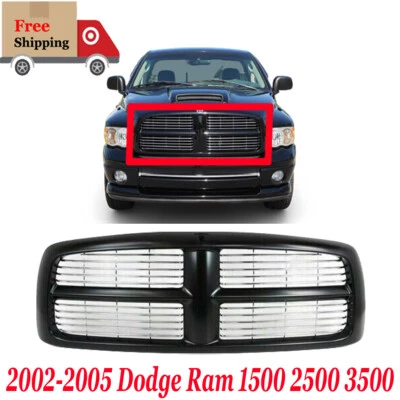 For 2002 2003 2004 2005 Dodge Ram 1500 2500 3500 Front New Grille Black Plastic Foto 1 de 4