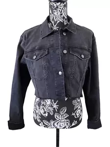 Joes Jeans Black Denim Cropped Jean Jacket Grunge Punk Goth Gothic - Picture 1 of 12