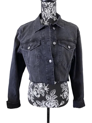 Chaqueta de Jean Recortada Joes Jeans Negra Denim Grunge Punk Gótico Gótico Foto 1 de 4