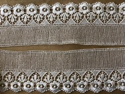 9 1/2 YDS, LOVELY SCALLOPED IVORY FLORAL RAYON VENISE LACE EDGE - Image 1 of 3