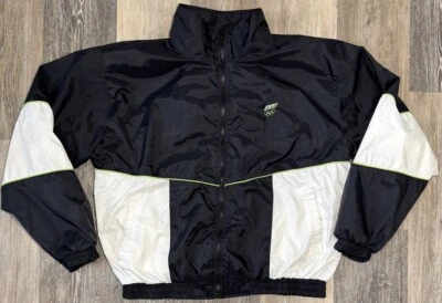Chaqueta cortavientos de los Juegos Olímpicos de Estados Unidos para hombre talla grande vintage 1993 negra blanca Foto 1 de 4