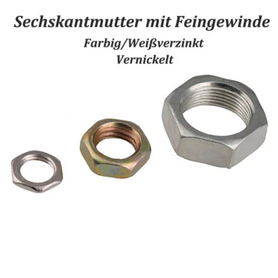 Sechskantmutter Flache Muttern mit Feingewinde DIN 936 Stahl M7,8,9,10,12,14,16 - Bild 1 von 4