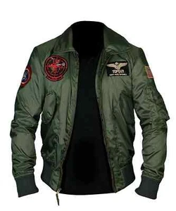 Chaqueta verde Top Flight Pilot para hombre Tom Cruise Top Gun 2 Maverick Bomber Jacket - Imagen 1 de 8