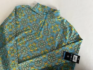 NWT IBKUL Scarlet Turquoise Long Sleeve Zip Mock Neck Golf Shirt Womens 2XL - Picture 1 of 8