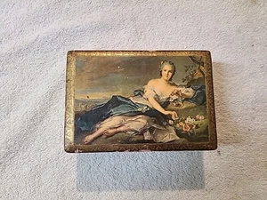 Vtg Reuge Swiss Movement Jewelry Trinket Lined Music Box - Strangers In Night - Picture 1 of 13