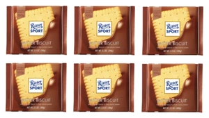 910336 6 X 100G BLOCK RITTER SPORT BUTTER BISCUIT FLAVOUR MILK CHOCOLATE BLOCK - Picture 1 of 5