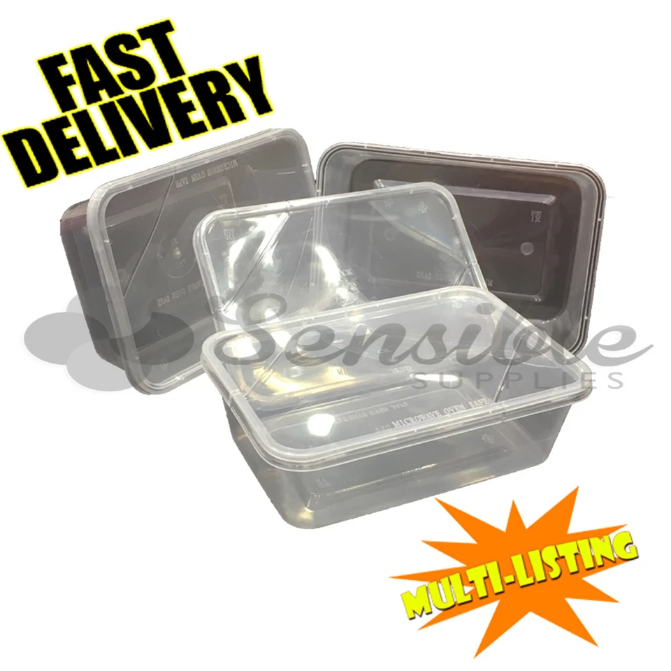 HIGH QUALITY FOOD PLASTIC CONTAINERS MICROWAVE FREEZER SAFE TAKEAWAY *ALL SIZES* - Image 1 of 1