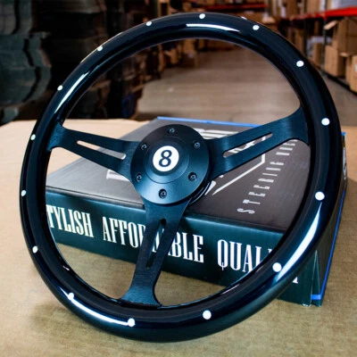 14" Black Wood Steering Wheel for Acura RSX ALL TL 97+ Honda Accord Civic - Image 1 of 4