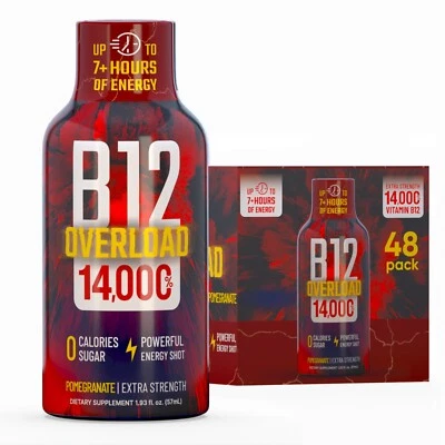 (48 Pack) GAQ B12 Overload Energy Shots, Pomegranate, Up to 7+ Hours of Energy - Image 1 of 4