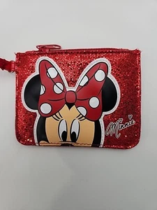 Disney Parks Minnie Mouse Red Sparkle Coin Purse  Pin Trading Pouch - Picture 1 of 4