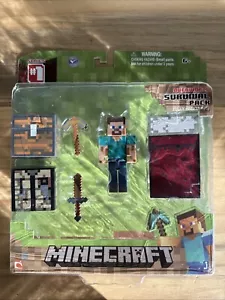 NEW Minecraft STEVE Overworld Survival Pack Series 1 Action Figure & Bed 2014 - Picture 1 of 8